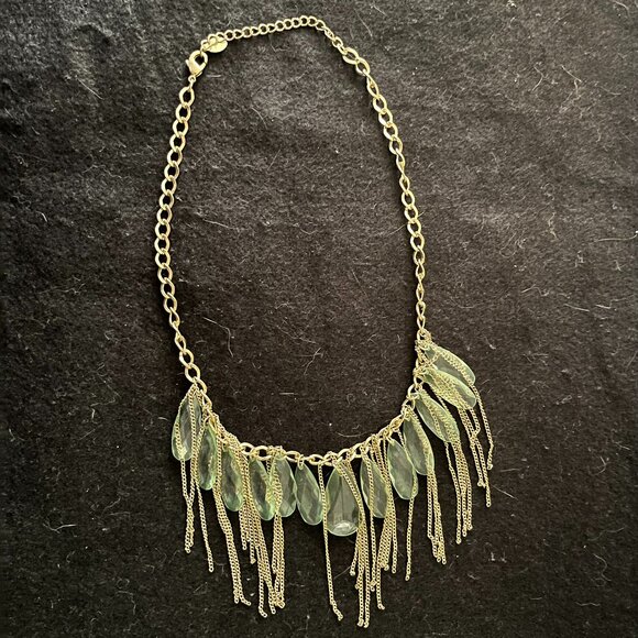 Bijoux Terner Jewelry - Vintage Bijoux Terner Choker-Style Tassle Necklace w/Pale Sea Green ‘Prisms’